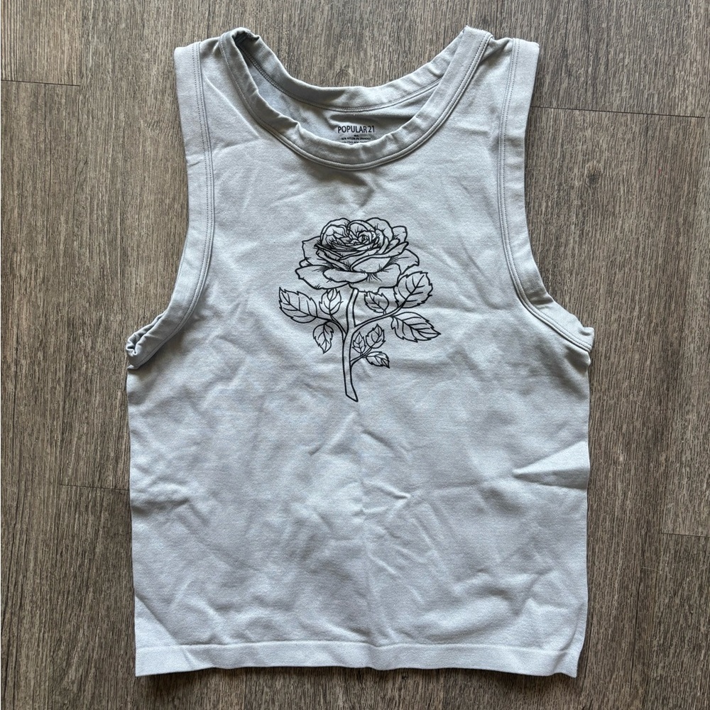Populism Gray Rose Muscle Tee